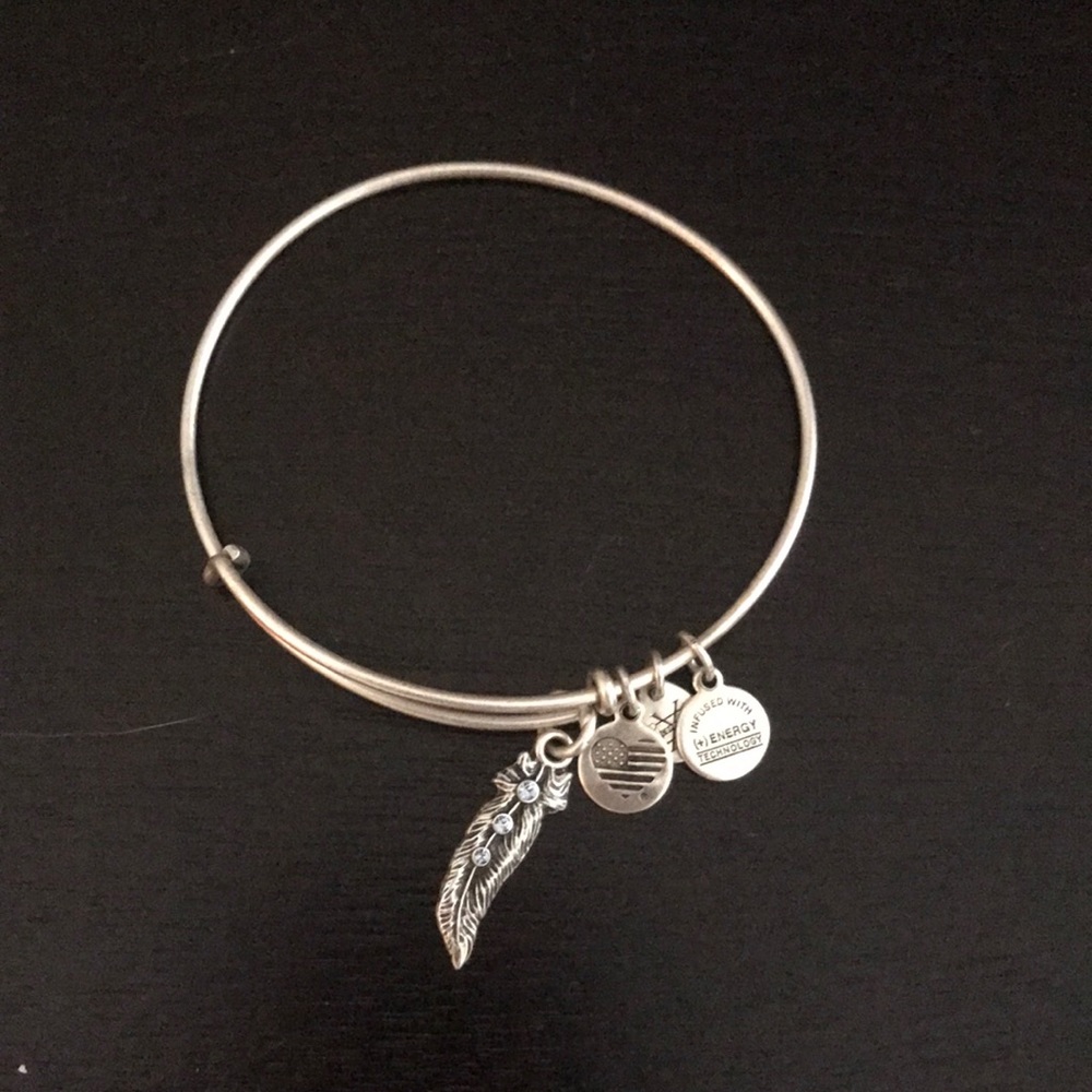 Alex and Ani silver feather bracelet
